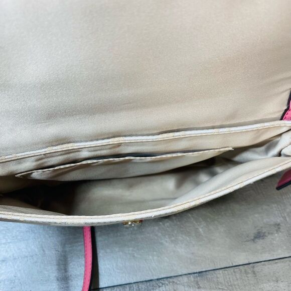 Coach Wristlet Handbag S Kristin Beige Signature Canvas Pink Leather Trim - Picture 8 of 9